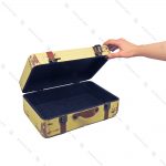 چمدان چوبی دکوری سایز کوچک کرم طرح آنتیک