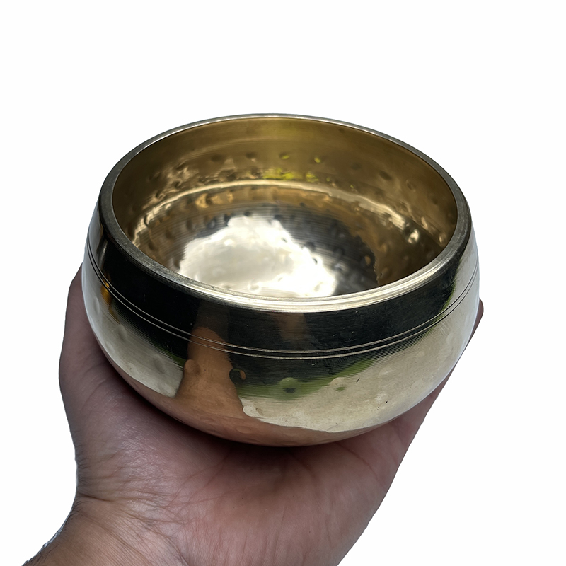 کاسه تبتی فلزی طلایی براق 11 سانت Gold Metal Tibetan bowl